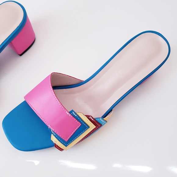 Colorful Color Block Slip-on Sandals - Picture 11 of 15